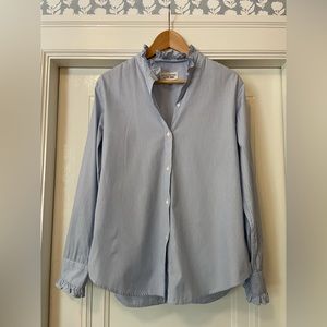 Nili Lotan mandarin collar button down pinstripe shirt